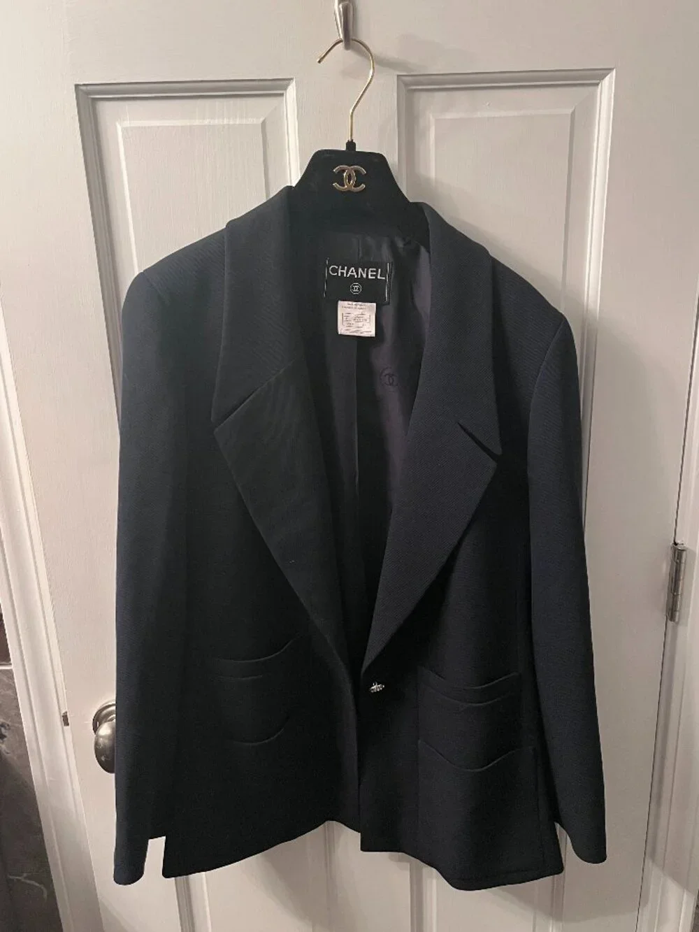 Chanel Vintage 99P Navy Wool Blazer Sz 40